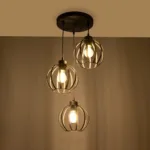 GloboStar® LUSE 202-0049 Μοντέρνο Κρεμαστό Φωτιστικό Πλέγμα Τρίφωτο 3 x E27 IP20 Μαύρο Μέταλλο - Μ30 x Π30 x Υ70cm - Image 2