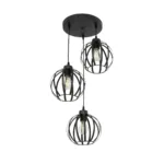 GloboStar® LUSE 202-0049 Μοντέρνο Κρεμαστό Φωτιστικό Πλέγμα Τρίφωτο 3 x E27 IP20 Μαύρο Μέταλλο - Μ30 x Π30 x Υ70cm - Image 4