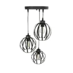 GloboStar® LUSE 202-0049 Μοντέρνο Κρεμαστό Φωτιστικό Πλέγμα Τρίφωτο 3 x E27 IP20 Μαύρο Μέταλλο - Μ30 x Π30 x Υ70cm - Image 5