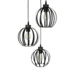 GloboStar® LUSE 202-0049 Μοντέρνο Κρεμαστό Φωτιστικό Πλέγμα Τρίφωτο 3 x E27 IP20 Μαύρο Μέταλλο - Μ30 x Π30 x Υ70cm - Image 6
