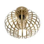 GloboStar® STAR 202-0050 Μοντέρνο Φωτιστικό Οροφής Πλέγμα Μονόφωτο 1 x E27 IP20 Χρυσό Μέταλλο - Μ40 x Π40 x Υ27cm - Image 4