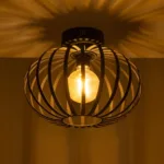 GloboStar® STAR 202-0051 Μοντέρνο Φωτιστικό Οροφής Πλέγμα Μονόφωτο 1 x E27 IP20 Μαύρο Μέταλλο - Μ40 x Π40 x Υ27cm - Image 2
