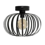 GloboStar® STAR 202-0051 Μοντέρνο Φωτιστικό Οροφής Πλέγμα Μονόφωτο 1 x E27 IP20 Μαύρο Μέταλλο - Μ40 x Π40 x Υ27cm - Image 3