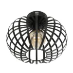 GloboStar® STAR 202-0051 Μοντέρνο Φωτιστικό Οροφής Πλέγμα Μονόφωτο 1 x E27 IP20 Μαύρο Μέταλλο - Μ40 x Π40 x Υ27cm - Image 4