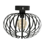 GloboStar® STAR 202-0051 Μοντέρνο Φωτιστικό Οροφής Πλέγμα Μονόφωτο 1 x E27 IP20 Μαύρο Μέταλλο - Μ40 x Π40 x Υ27cm - Image 5