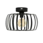 GloboStar® STAR 202-0054 Μοντέρνο Φωτιστικό Οροφής Πλέγμα Μονόφωτο 1 x E27 IP20 Μαύρο Μέταλλο - Μ40 x Π40 x Υ27cm - Image 3