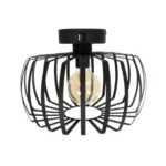 GloboStar® STAR 202-0054 Μοντέρνο Φωτιστικό Οροφής Πλέγμα Μονόφωτο 1 x E27 IP20 Μαύρο Μέταλλο - Μ40 x Π40 x Υ27cm - Image 5