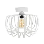 GloboStar® STAR 202-0055 Μοντέρνο Φωτιστικό Οροφής Πλέγμα Μονόφωτο 1 x E27 IP20 Λευκό Μέταλλο - Μ40 x Π40 x Υ27cm - Image 5