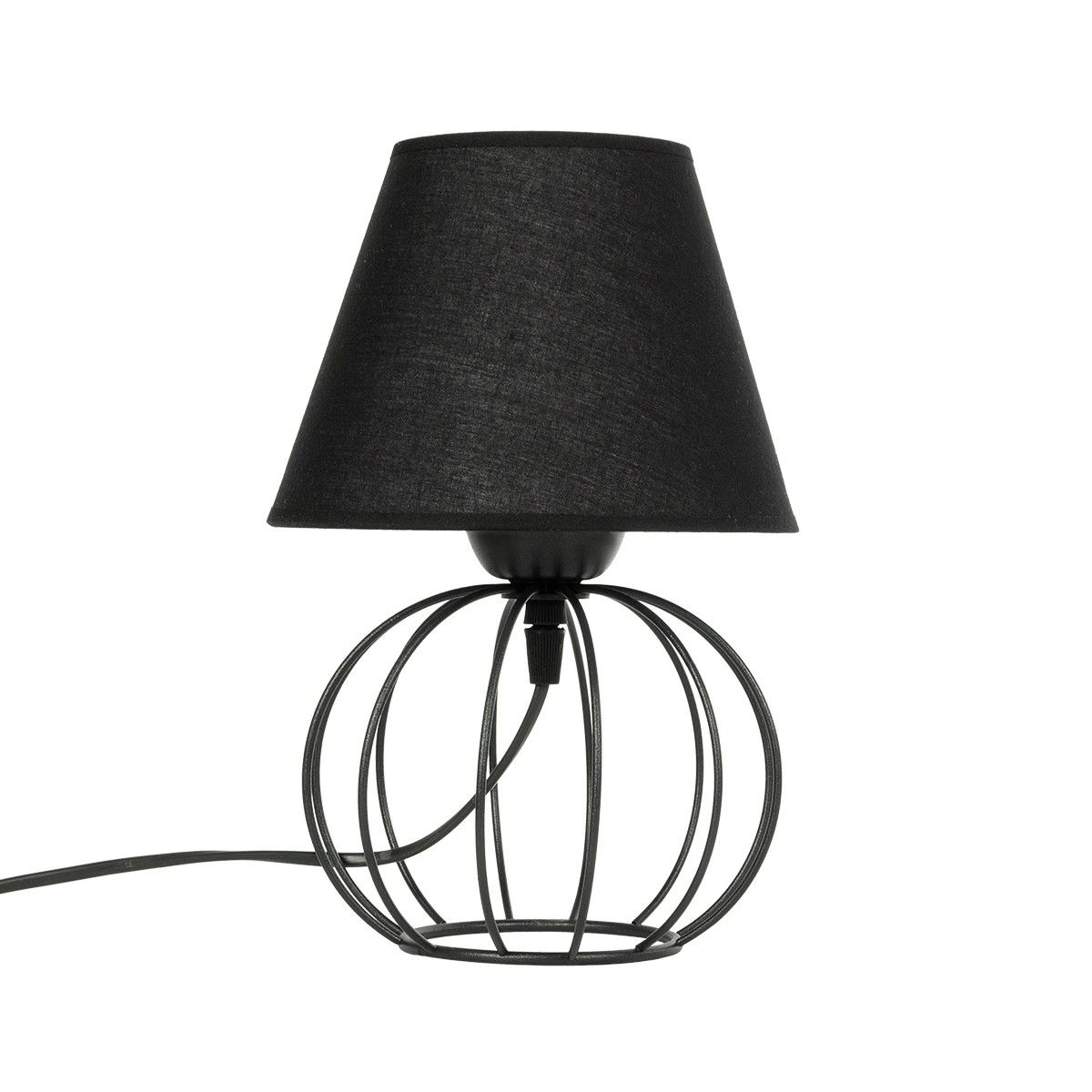 GloboStar® SHAPE 202-0057 Μοντέρνο Eπιτραπέζιο Φωτιστικό Μονόφωτο 1 x E27 IP20 Μαύρο Μέταλλο με Μαύρο Ύφασμα - Μ40 x Π40 x Υ27cm - Image 3