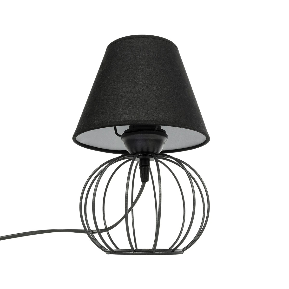 GloboStar® SHAPE 202-0057 Μοντέρνο Eπιτραπέζιο Φωτιστικό Μονόφωτο 1 x E27 IP20 Μαύρο Μέταλλο με Μαύρο Ύφασμα - Μ40 x Π40 x Υ27cm - Image 4