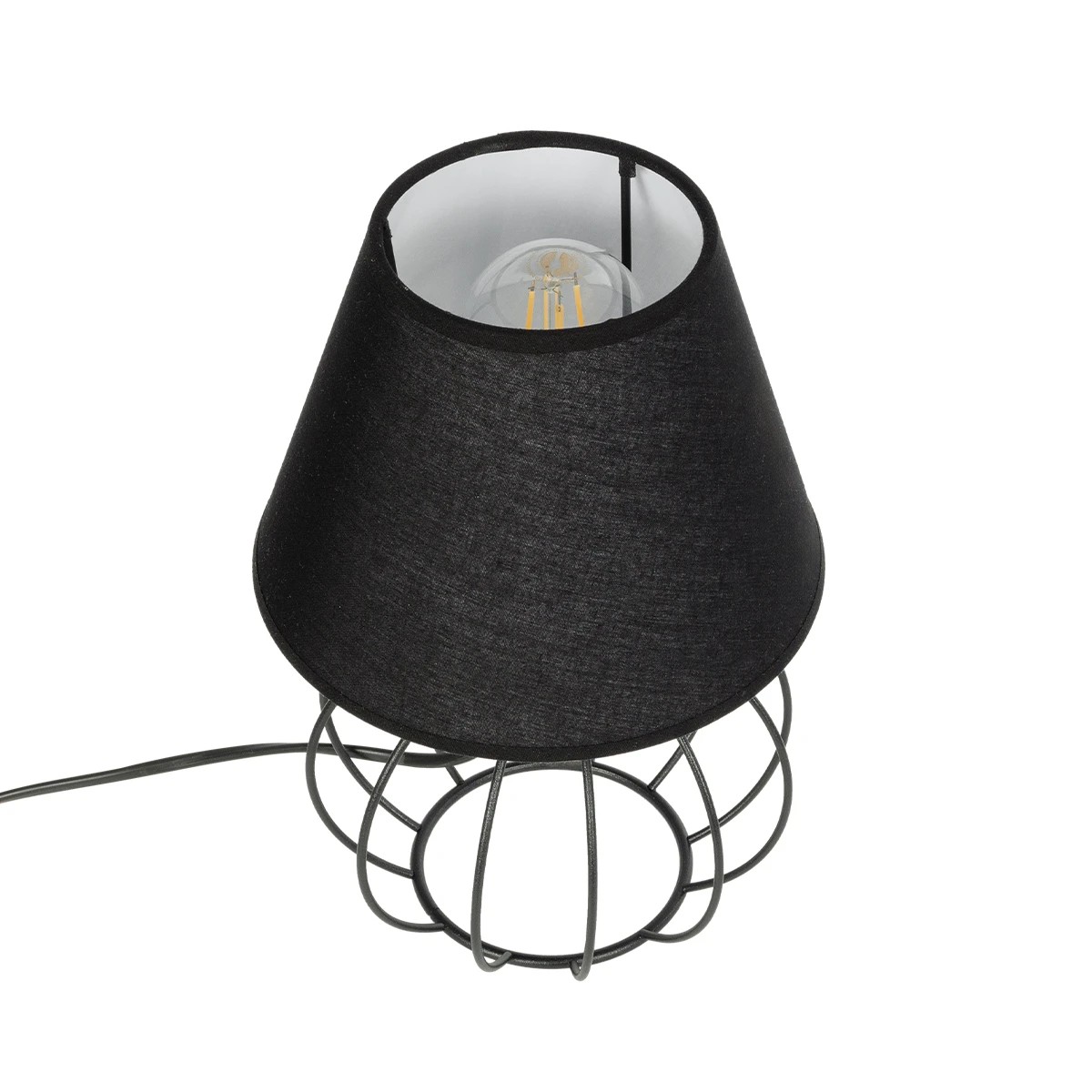 GloboStar® SHAPE 202-0057 Μοντέρνο Eπιτραπέζιο Φωτιστικό Μονόφωτο 1 x E27 IP20 Μαύρο Μέταλλο με Μαύρο Ύφασμα - Μ40 x Π40 x Υ27cm - Image 5