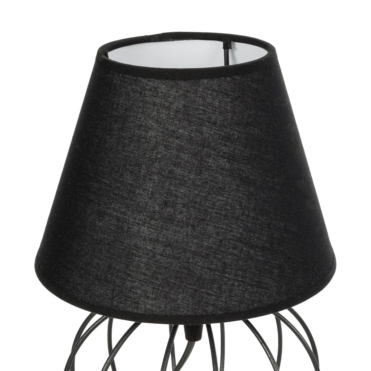 GloboStar® SHAPE 202-0057 Μοντέρνο Eπιτραπέζιο Φωτιστικό Μονόφωτο 1 x E27 IP20 Μαύρο Μέταλλο με Μαύρο Ύφασμα - Μ40 x Π40 x Υ27cm - Image 6