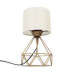 GloboStar® SHAPE 202-0058 Μοντέρνο Eπιτραπέζιο Φωτιστικό Μονόφωτο 1 x E27 IP20 Χρυσό Μέταλλο με Λευκό Ύφασμα - Μ40 x Π40 x Υ27cm - Image 4