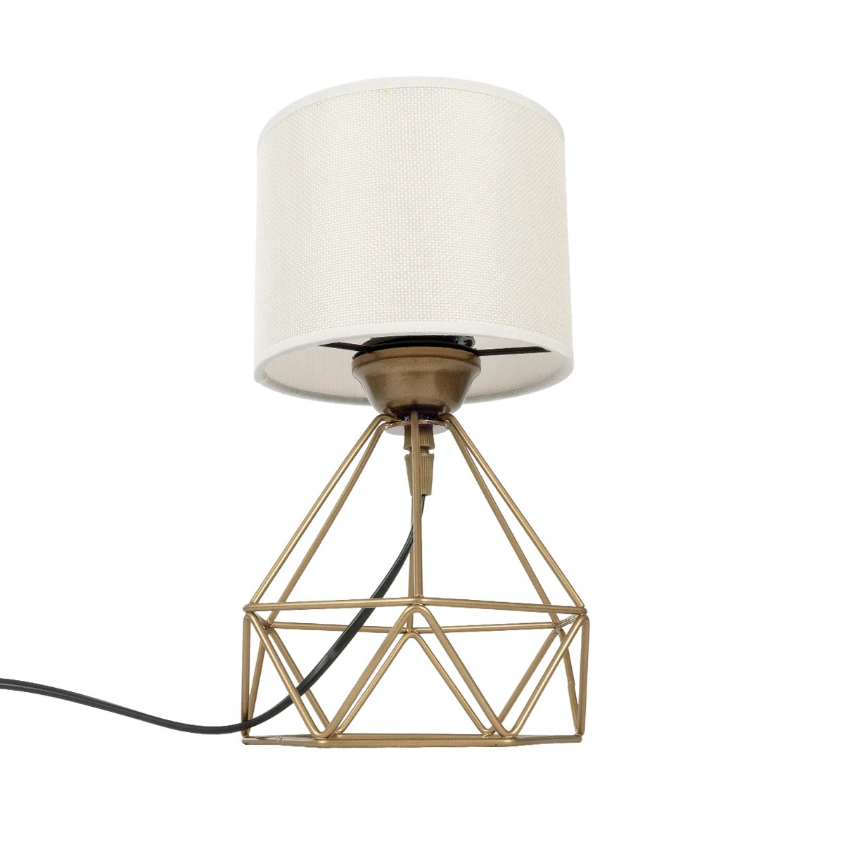 GloboStar® SHAPE 202-0058 Μοντέρνο Eπιτραπέζιο Φωτιστικό Μονόφωτο 1 x E27 IP20 Χρυσό Μέταλλο με Λευκό Ύφασμα - Μ40 x Π40 x Υ27cm - Image 4