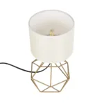 GloboStar® SHAPE 202-0058 Μοντέρνο Eπιτραπέζιο Φωτιστικό Μονόφωτο 1 x E27 IP20 Χρυσό Μέταλλο με Λευκό Ύφασμα - Μ40 x Π40 x Υ27cm - Image 5