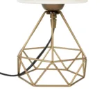 GloboStar® SHAPE 202-0058 Μοντέρνο Eπιτραπέζιο Φωτιστικό Μονόφωτο 1 x E27 IP20 Χρυσό Μέταλλο με Λευκό Ύφασμα - Μ40 x Π40 x Υ27cm - Image 7