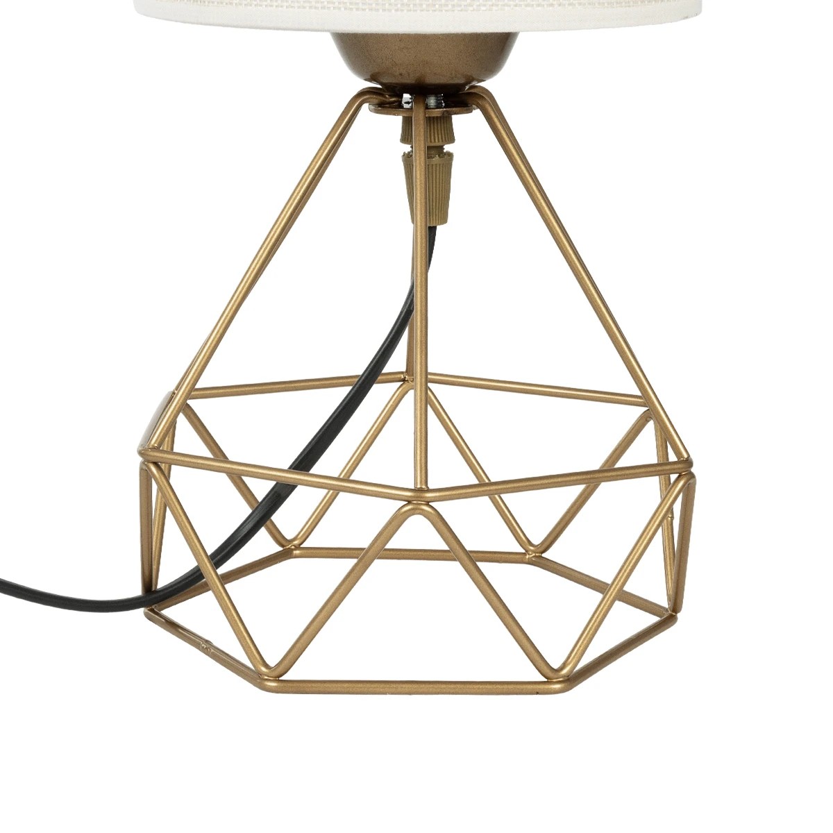 GloboStar® SHAPE 202-0058 Μοντέρνο Eπιτραπέζιο Φωτιστικό Μονόφωτο 1 x E27 IP20 Χρυσό Μέταλλο με Λευκό Ύφασμα - Μ40 x Π40 x Υ27cm - Image 7