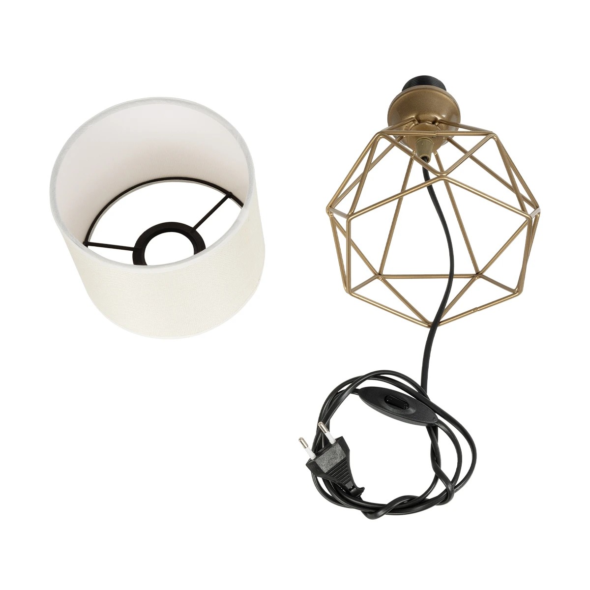 GloboStar® SHAPE 202-0058 Μοντέρνο Eπιτραπέζιο Φωτιστικό Μονόφωτο 1 x E27 IP20 Χρυσό Μέταλλο με Λευκό Ύφασμα - Μ40 x Π40 x Υ27cm - Image 9