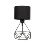 GloboStar® SHAPE 202-0059 Μοντέρνο Eπιτραπέζιο Φωτιστικό Μονόφωτο 1 x E27 IP20 Μαύρο Μέταλλο με Μαύρο Ύφασμα - Μ40 x Π40 x Υ27cm - Image 3