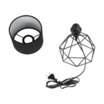 GloboStar® SHAPE 202-0059 Μοντέρνο Eπιτραπέζιο Φωτιστικό Μονόφωτο 1 x E27 IP20 Μαύρο Μέταλλο με Μαύρο Ύφασμα - Μ40 x Π40 x Υ27cm - Image 9