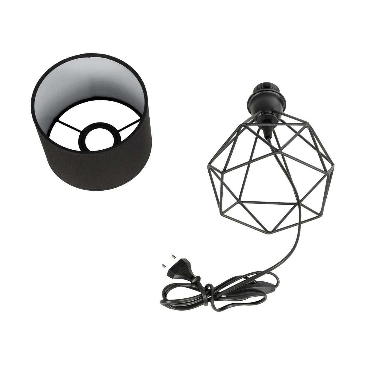 GloboStar® SHAPE 202-0059 Μοντέρνο Eπιτραπέζιο Φωτιστικό Μονόφωτο 1 x E27 IP20 Μαύρο Μέταλλο με Μαύρο Ύφασμα - Μ40 x Π40 x Υ27cm - Image 9