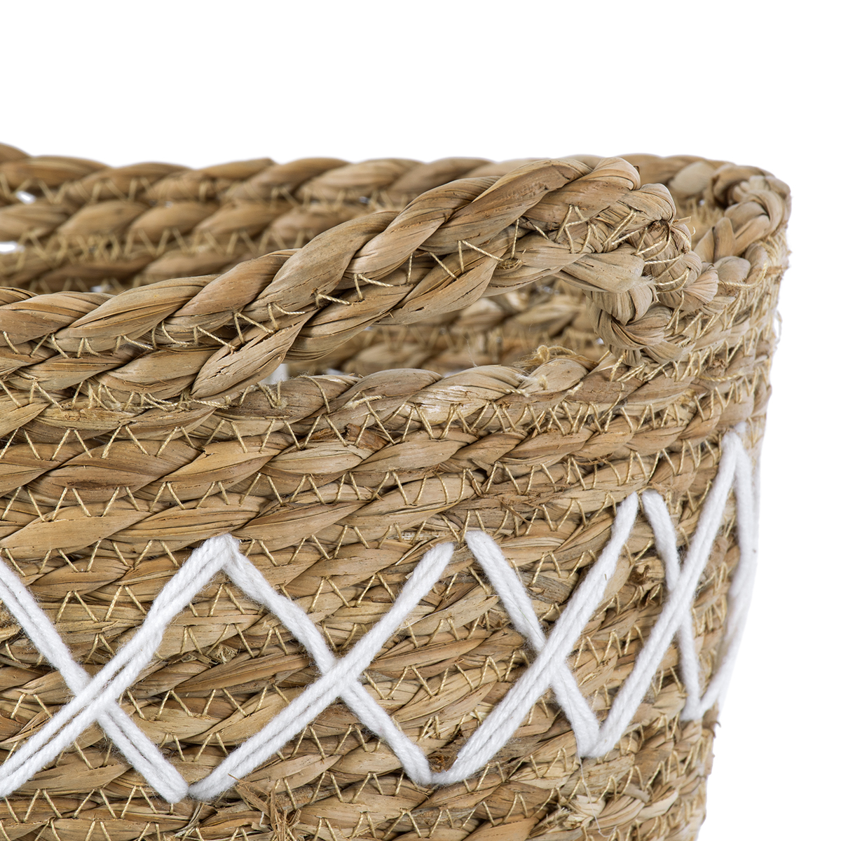 GloboStar® Artificial Garden ZAKYNTHOS 20336 ΣΕΤ 3 Διακοσμητικά Πλεκτά Καλάθια - Κασπώ Γλάστρες - Flower Pots Μπεζ με Μακραμέ A:Φ24cm x Υ20cm B:Φ28cm x Υ24cm C:Φ32cm x Υ28cm - Image 11