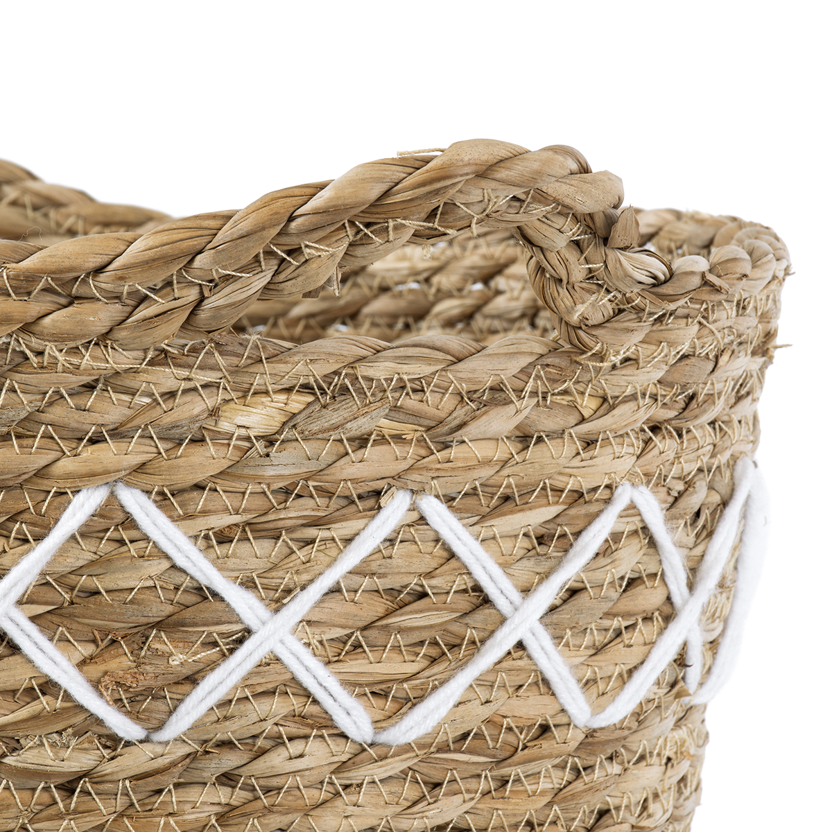 GloboStar® Artificial Garden ZAKYNTHOS 20336 ΣΕΤ 3 Διακοσμητικά Πλεκτά Καλάθια - Κασπώ Γλάστρες - Flower Pots Μπεζ με Μακραμέ A:Φ24cm x Υ20cm B:Φ28cm x Υ24cm C:Φ32cm x Υ28cm - Image 16