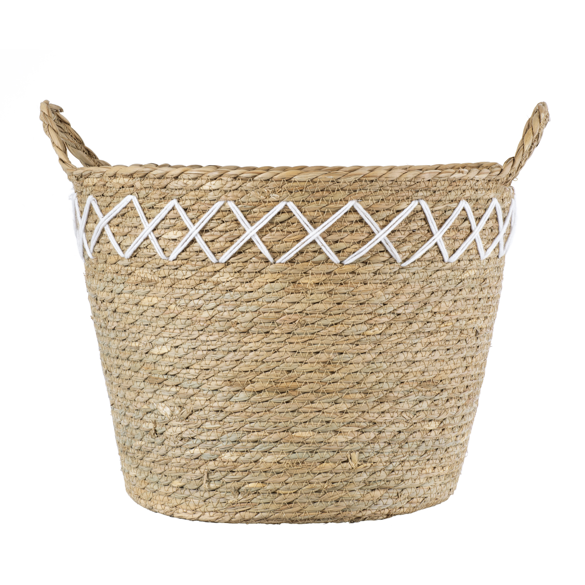 GloboStar® Artificial Garden ZAKYNTHOS 20336 ΣΕΤ 3 Διακοσμητικά Πλεκτά Καλάθια - Κασπώ Γλάστρες - Flower Pots Μπεζ με Μακραμέ A:Φ24cm x Υ20cm B:Φ28cm x Υ24cm C:Φ32cm x Υ28cm - Image 5