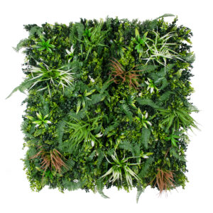 GloboStar® Artificial Garden JUNGLE FERN 20351 Τεχνητό Διακοσμητικό Πάνελ Φυλλωσιάς - Κάθετος Κήπος σύνθεση Ζούγκλα Φτέρης Μ100 x Π100 x Υ20cm