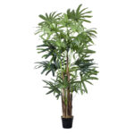 GloboStar® Artificial Garden BROADLEAF LADY PALM TREE 20385 Τεχνητό Διακοσμητικό Φυτό Πλατύφυλλος Φοίνικας Μπαμπού Υ200cm