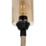 GloboStar® RIFT 203-0002 Vintage Επιτοίχιο Φωτιστικό Απλίκα Σχοινί Μονόφωτο 1 x E27 IP20 Μαύρο Μέταλλο με Μπεζ Σχοινί με Φιμέ Γυαλί - Μ22.5 x Π22.5 x Υ28.5cm - Image 5