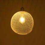 GloboStar® WIRE 203-0005 Μοντέρνο Κρεμαστό Φωτιστικό Πλέγμα Μονόφωτο 1 x E27 IP20 Λευκό Μέταλλο - Μ25 x Π25 x Υ30cm - Image 2