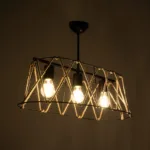 GloboStar® GATSBY 203-0006 Vintage Κρεμαστό Φωτιστικό Σχοινί Τρίφωτο 3 x E27 IP20 Μαύρο Μέταλλο με Μπεζ Σχοινί - Μ60 x Π28 x Υ22cm - Image 2