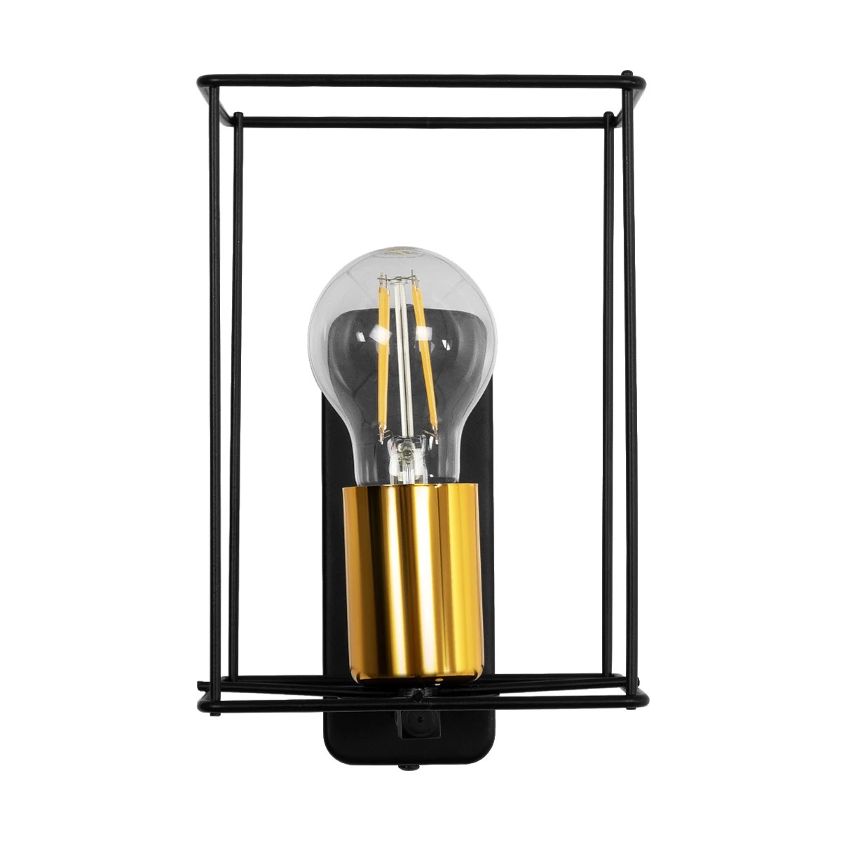 GloboStar® CYRA 203-0012 Μοντέρνο Επιτοίχιο Φωτιστικό Απλίκα Μονόφωτο 1 x E27 IP20 Μαύρο & Χρυσό Μέταλλο - Μ21 x Π21 x Υ19cm - Image 3