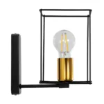 GloboStar® CYRA 203-0012 Μοντέρνο Επιτοίχιο Φωτιστικό Απλίκα Μονόφωτο 1 x E27 IP20 Μαύρο & Χρυσό Μέταλλο - Μ21 x Π21 x Υ19cm - Image 4