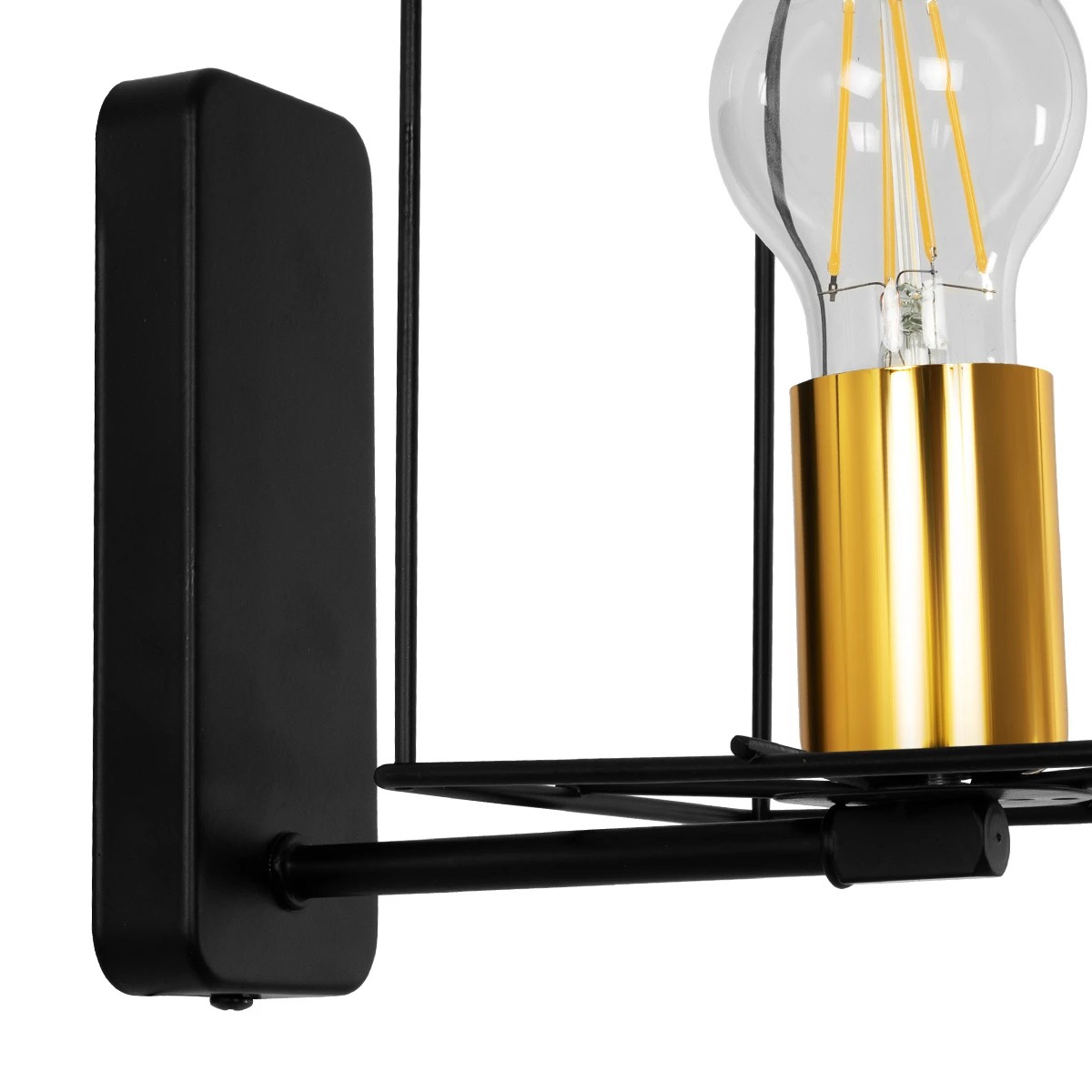 GloboStar® CYRA 203-0012 Μοντέρνο Επιτοίχιο Φωτιστικό Απλίκα Μονόφωτο 1 x E27 IP20 Μαύρο & Χρυσό Μέταλλο - Μ21 x Π21 x Υ19cm - Image 6