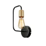 GloboStar® JUNO 203-0013 Μοντέρνο Επιτοίχιο Φωτιστικό Απλίκα Μονόφωτο 1 x E27 IP20 Μαύρο & Χρυσό Μέταλλο - Μ18.5 x Π18.5 x Υ28cm
