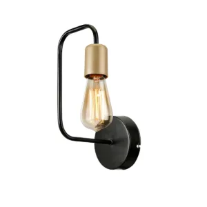 GloboStar® JUNO 203-0013 Μοντέρνο Επιτοίχιο Φωτιστικό Απλίκα Μονόφωτο 1 x E27 IP20 Μαύρο & Χρυσό Μέταλλο - Μ18.5 x Π18.5 x Υ28cm