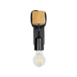 GloboStar® XYLO 203-0014 Μοντέρνο Επιτοίχιο Φωτιστικό Απλίκα Μονόφωτο 1 x E27 IP20 Μαύρο Μέταλλο με Μπεζ Ξύλο - Μ18 x Π18 x Υ19cm - Image 3