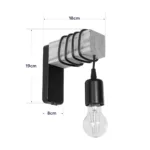 GloboStar® XYLO 203-0014 Μοντέρνο Επιτοίχιο Φωτιστικό Απλίκα Μονόφωτο 1 x E27 IP20 Μαύρο Μέταλλο με Μπεζ Ξύλο - Μ18 x Π18 x Υ19cm - Image 8