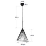 GloboStar® ARCWIRE 203-0015 Μοντέρνο Κρεμαστό Φωτιστικό Πλέγμα Μονόφωτο 1 x E27 IP20 Μαύρο Μέταλλο - Μ25 x Π25 x Υ30cm - Image 10