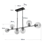 GloboStar® LATTICE 203-0016 Μοντέρνο Κρεμαστό Φωτιστικό Ράγα Πολύφωτο 6 x E27 IP20 Μαύρο & Μπρούτζινο Μέταλλο με Mελί Γυαλί - Μ120 x Π15 x Υ32cm - Image 11