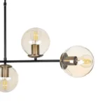 GloboStar® LATTICE 203-0016 Μοντέρνο Κρεμαστό Φωτιστικό Ράγα Πολύφωτο 6 x E27 IP20 Μαύρο & Μπρούτζινο Μέταλλο με Mελί Γυαλί - Μ120 x Π15 x Υ32cm - Image 7