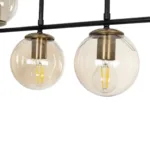 GloboStar® LATTICE 203-0016 Μοντέρνο Κρεμαστό Φωτιστικό Ράγα Πολύφωτο 6 x E27 IP20 Μαύρο & Μπρούτζινο Μέταλλο με Mελί Γυαλί - Μ120 x Π15 x Υ32cm - Image 8