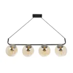 GloboStar® LATTICE 203-0018 Μοντέρνο Κρεμαστό Φωτιστικό Ράγα Πολύφωτο 4 x E27 IP20 Μαύρο & Μπρούτζινο Μέταλλο με Mελί Γυαλί - Μ78 x Π15 x Υ81cm - Image 4