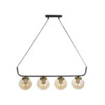 GloboStar® LATTICE 203-0018 Μοντέρνο Κρεμαστό Φωτιστικό Ράγα Πολύφωτο 4 x E27 IP20 Μαύρο & Μπρούτζινο Μέταλλο με Mελί Γυαλί - Μ78 x Π15 x Υ81cm - Image 5