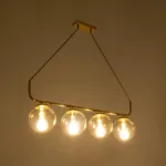 GloboStar® LATTICE 203-0019 Μοντέρνο Κρεμαστό Φωτιστικό Ράγα Πολύφωτο 4 x E27 IP20 Χρυσό Μέταλλο με Mελί Γυαλί - Μ78 x Π15 x Υ81cm - Image 2