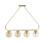 GloboStar® LATTICE 203-0019 Μοντέρνο Κρεμαστό Φωτιστικό Ράγα Πολύφωτο 4 x E27 IP20 Χρυσό Μέταλλο με Mελί Γυαλί - Μ78 x Π15 x Υ81cm - Image 3