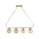GloboStar® LATTICE 203-0019 Μοντέρνο Κρεμαστό Φωτιστικό Ράγα Πολύφωτο 4 x E27 IP20 Χρυσό Μέταλλο με Mελί Γυαλί - Μ78 x Π15 x Υ81cm - Image 5