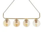GloboStar® LATTICE 203-0019 Μοντέρνο Κρεμαστό Φωτιστικό Ράγα Πολύφωτο 4 x E27 IP20 Χρυσό Μέταλλο με Mελί Γυαλί - Μ78 x Π15 x Υ81cm - Image 6